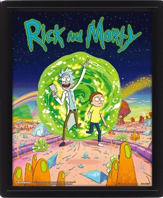 Quadro 3D incorniciato Rick and Morty Portal