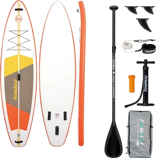 FunWater tavola paddleboard gonfiabile all-round 335 × 84 × 15 cm, arancione‑bianco