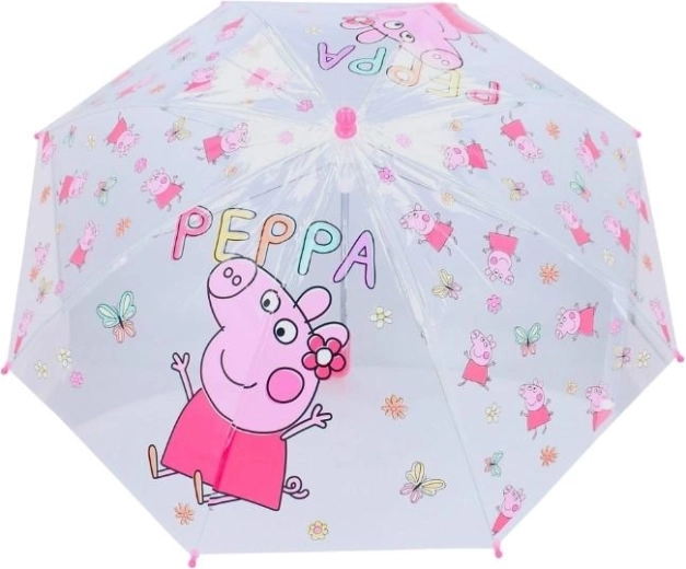 Ombrello trasparente per bambini Peppa Pig Rainy Days color lampone
