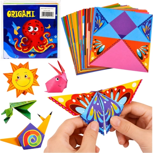 Set origami per bambini con carte colorate e istruzioni (100 fogli)