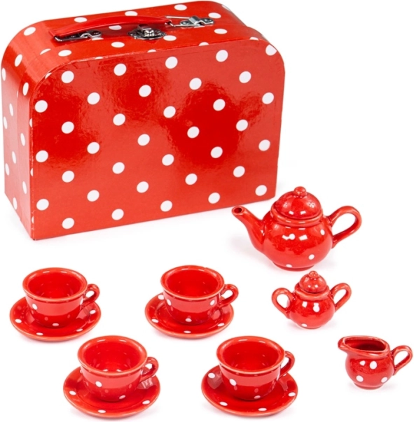 Set da tè rosso a pois BIGJIGS TOYS per bambini