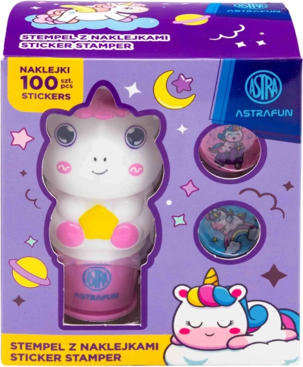 Timbro Astra con 100 adesivi – unicorno