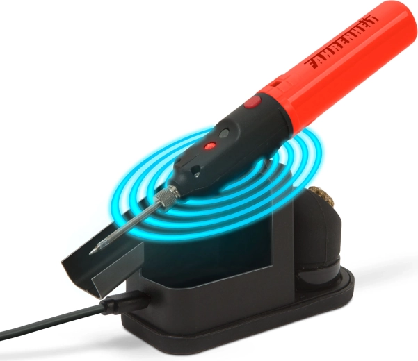 Stazione di saldatura a batteria con ricarica wireless e spugnetta per la pulizia