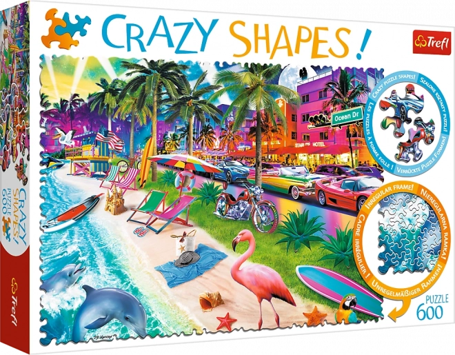 Puzzle TREFL Crazy Shapes – Spiaggia di Miami, 600 pezzi