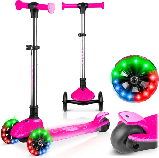 Monopattino a tre ruote per bambini con luci LED Ricokids Jelly – rosa