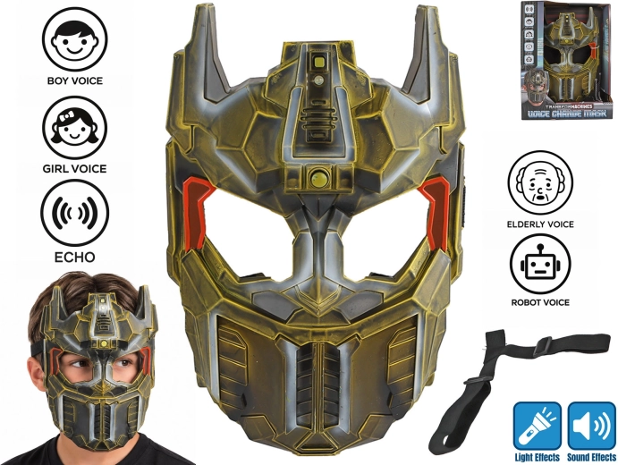 Maschera gialla TransforMACHINES con alteratore della voce, luci e suoni