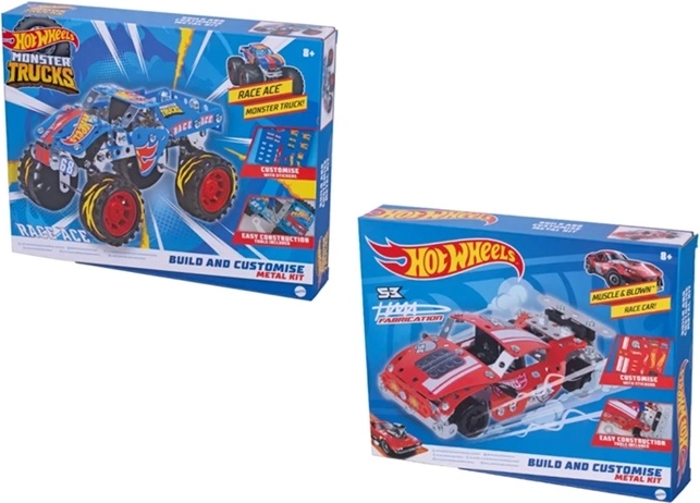 Hot Wheels Metal Tech kit di costruzione Monster Trucks