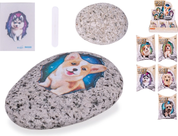 Sassolino con adesivo di cagnolino – kit creativo per bambini