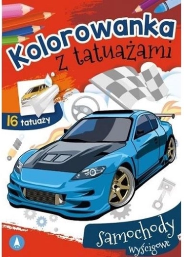 MOTOtattoo – album da colorare con tatuaggi lavabili Auto da corsa