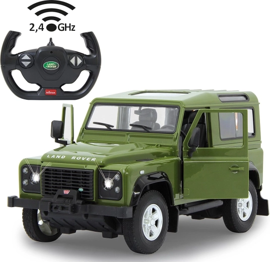Jamara Land Rover Defender auto RC 1:14 verde 2,4 GHz con LED e porte apribili