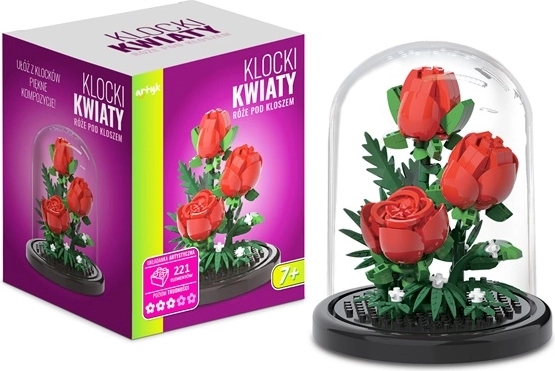 Set di costruzioni: rosa sotto una campana trasparente (221 pezzi)