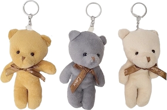 Portachiavi a forma di orsetto di peluche con fiocchetto