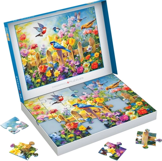 Puzzle Eurographics Connecting Pieces: uccelli da giardino giocosi 24 pezzi