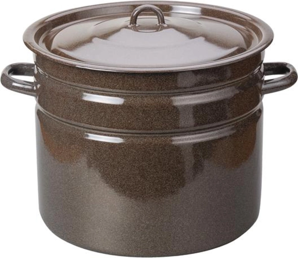 Pentola smaltata con coperchio 20 l, marrone