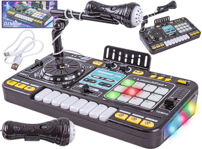 Console DJ per bambini con microfono e illuminazione LED