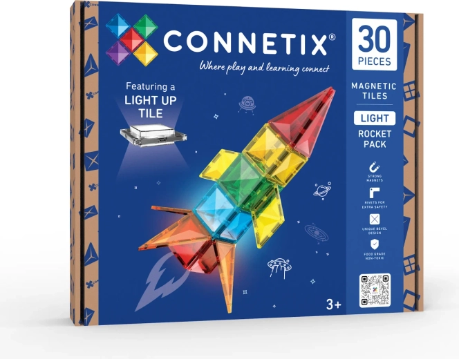 Set luminoso CONNETIX razzo, 30 pezzi