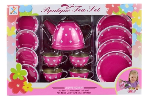Set da tè in latta a pois per bambini