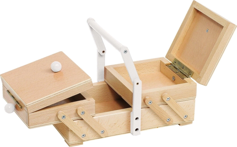 Scatola da cucito in legno con manico bianco - 1 pezzo