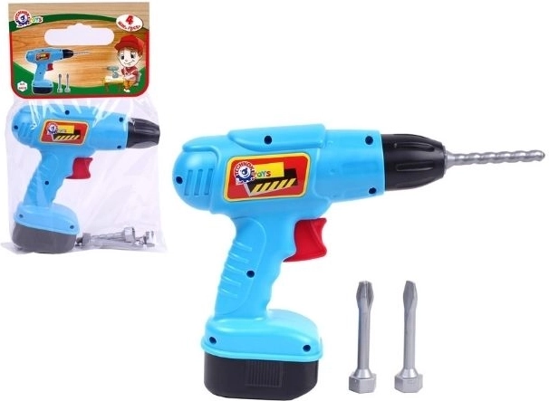 Trapano giocattolo in plastica per bambini con punte intercambiabili 17 cm