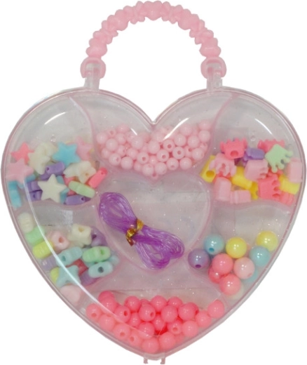 Perline colorate in scatola a forma di cuore per creare braccialetti