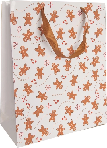 Sacchetto regalo in carta con motivo omino di pan di zenzero 26 × 12 × 32 cm
