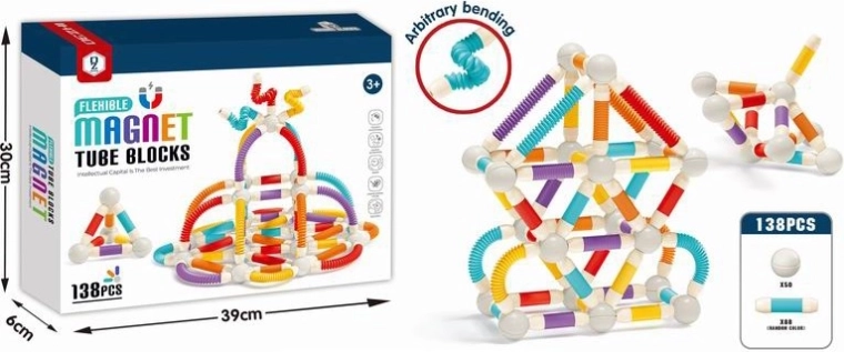 Costruzioni magnetiche – tubicini flessibili, 138 pezzi