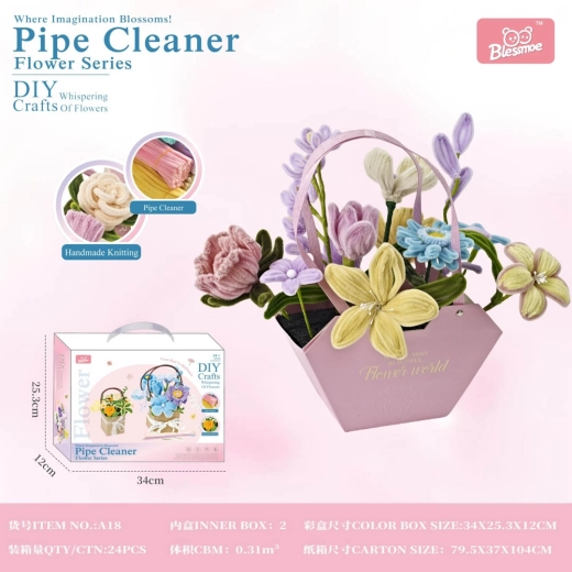 Kit creativo per realizzare un bouquet colorato con fiori morbidi