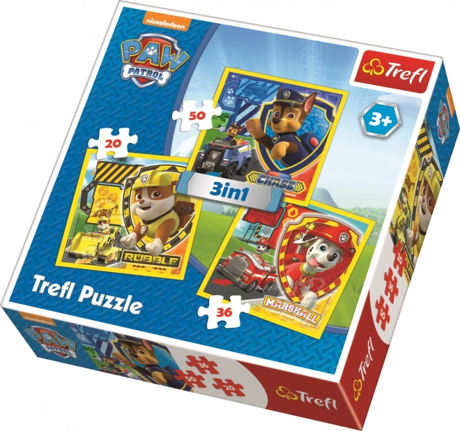 TREFL Puzzle Paw Patrol: Marshall, Rubble e Chase 3 in 1 (20, 36, 50 pezzi)