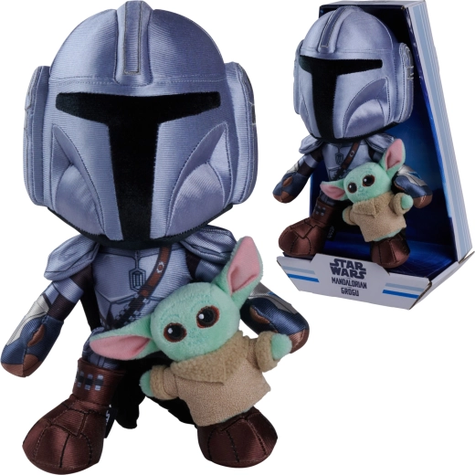 Set di peluche Disney Star Wars Mandalorian e Grogu 25 cm e 7 cm