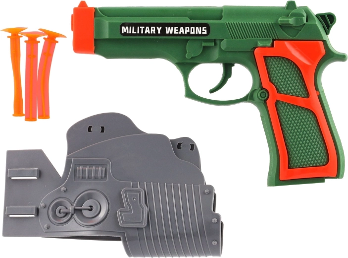 Pistola per bambini con dardi a ventosa e fondina, 3 dardi, plastica, 19 × 13 cm