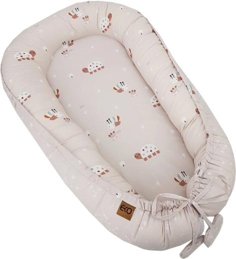 EKO nido per neonati double-face in cotone Bees Stars, beige 90 × 60 cm