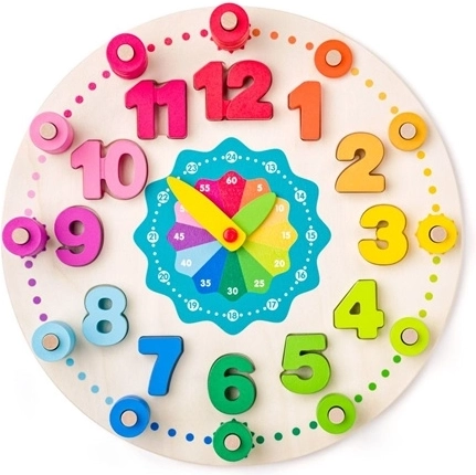 Orologio didattico in legno Woodyland con blocchi, 102 pezzi