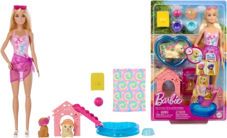 Barbie set di gioco con cagnolini per il bagnetto con effetto cambio colore - 1 pezzo