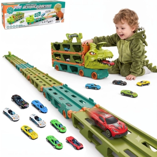 Camion dinosauro Woopie con pista automobilistica da 2,1 m