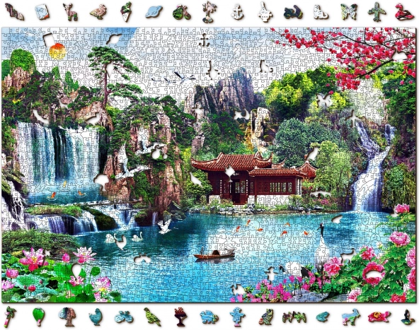 Puzzle in legno Cascate nel giardino giapponese