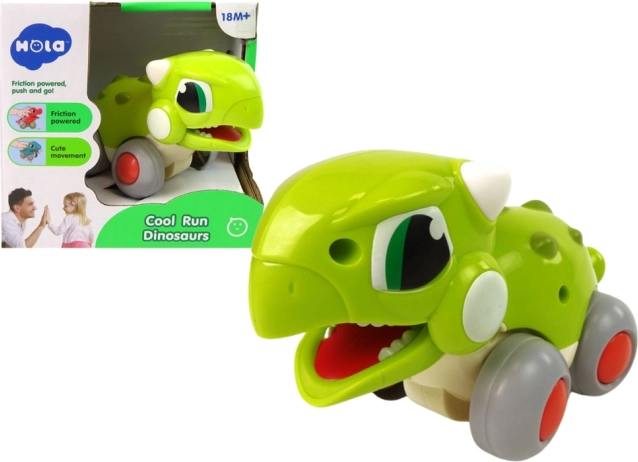 Dinosauro verde su ruote – gioco push and go per bambini
