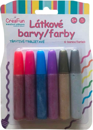 CreaFun colori per tessuto con glitter – set 6×42 ml