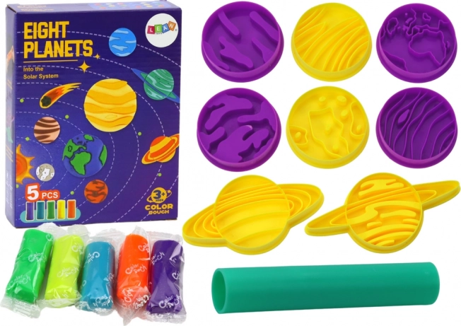 Set creativo pasta da modellare pianeti – 8 formine e 5 colori