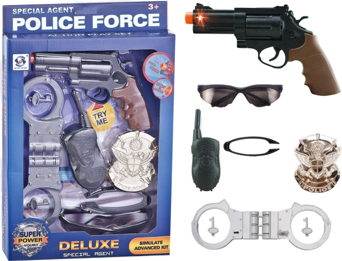 Pistola della polizia con accessori – set da 6 pezzi