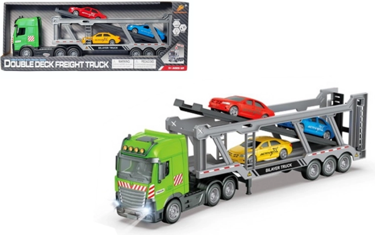 Camion trasportatore con macchinine con luci e suoni