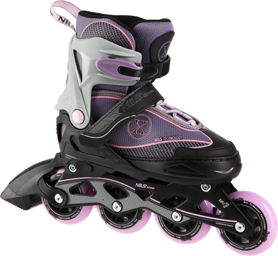 Pattini in linea NILS Extreme grigio‑rosa, regolabili – L (39-42)
