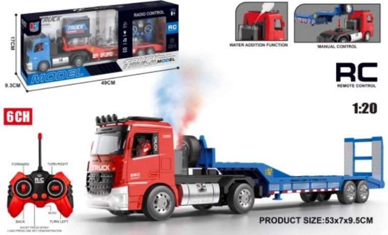 Camion trattore radiocomandato con rimorchio 1:20 con effetto fumo, USB