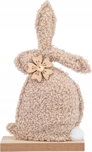 Figura decorativa di coniglio in bouclé beige 22 cm