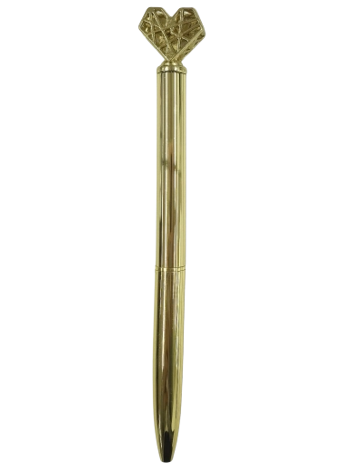 Penna in metallo con cuore color oro 16 cm
