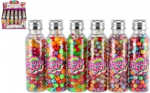 Perline di plastica con cordino in vaschetta – mix di colori