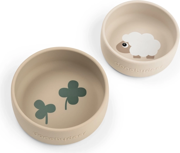 Done by Deer set di ciotole in silicone Sheepy color sabbia 2 pz
