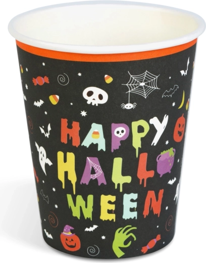 Bicchieri di carta Happy Halloween da 250 ml, 8 pezzi