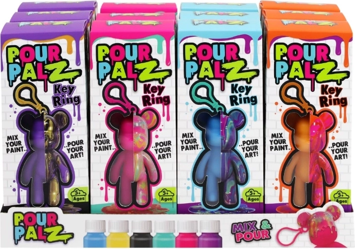 Pour palz set creativo per colata di colori – portachiavi a forma di orsetto