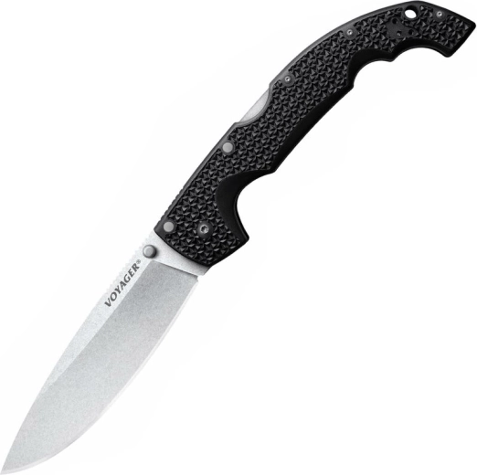 Coltello pieghevole tattico Cold Steel Voyager Extra Large Drop Point, 14 cm, stonewash, nero, Griv-Ex