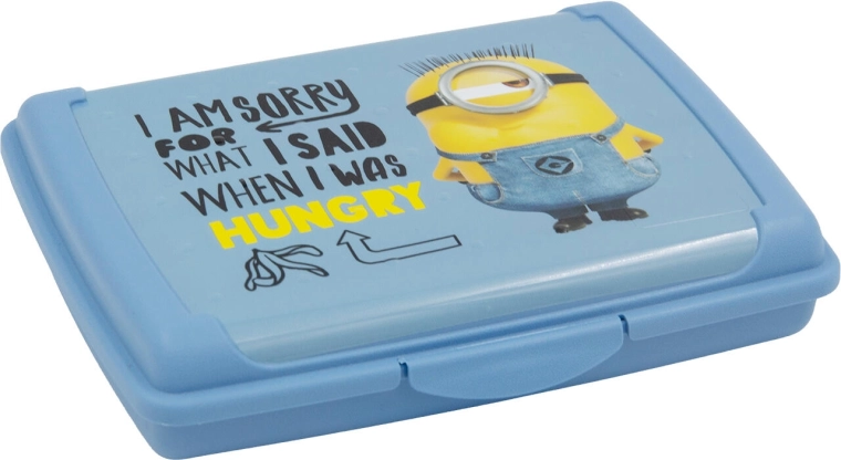 Box porta merenda Minions con chiusura a scatto 17 × 13 × 3,5 cm blu